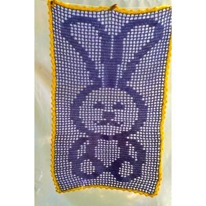 Baby Bunny Purple And Yellow Blanket Handmade Crochet Security Blanket